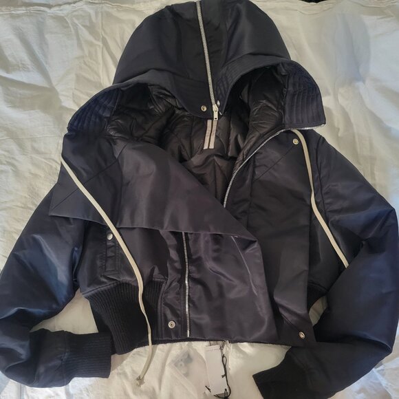 Rick Owens Black Futuristic Hooded Jacket Cropped Alice Parka M, L, XL - Picture 5 of 16